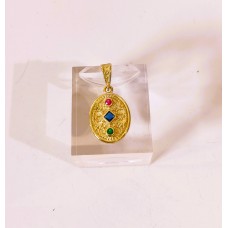 Ασημένιο επίχρυσο βυζαντινό μενταγιόν με ζιργκον (SN244)